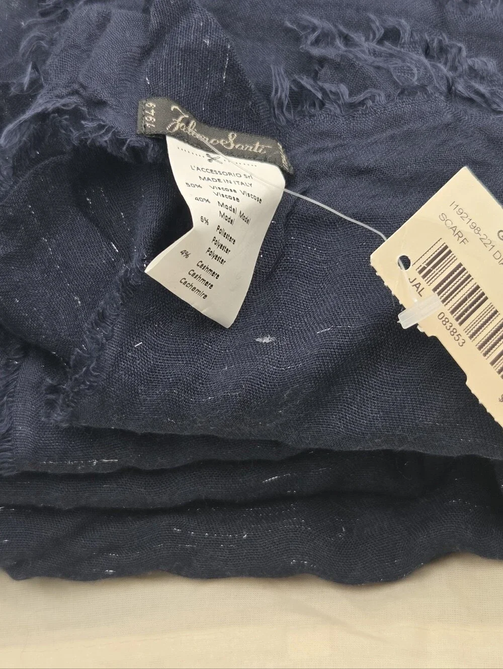 NWT Faliero Sarti Navy Metallic Diamantina Scarf.
